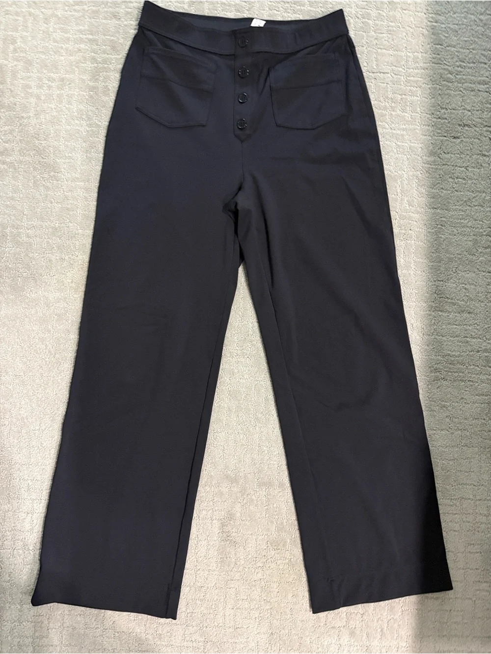 HALARA Women’s Black Wide-Leg Button-Front Pants - Picture 1 of 3